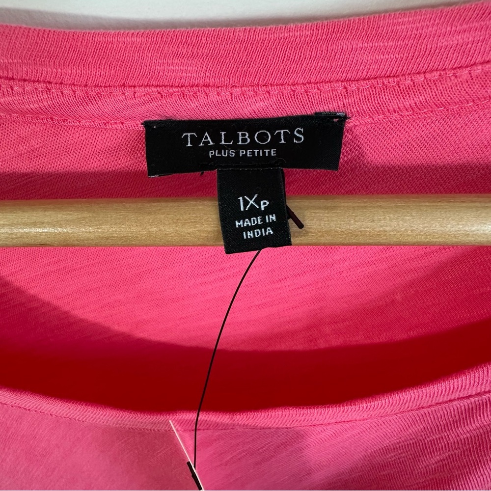 Talbots Plus Size Petite 1XP Pink Midi Dress Faux Wrap Tie 100% Cotton NWT - Picture 9 of 9